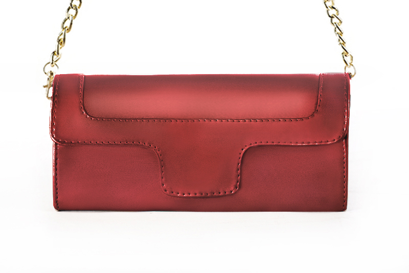 Women's cardinal red luxurious elegant clutch for ceremonies, weddings and evenings out. - Profile view